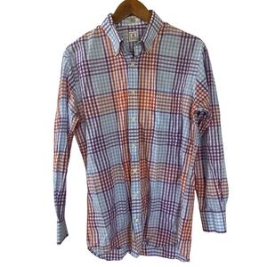 Peter Millar Blue Orange Purple Check Long Sleeve Button Down Medium Preppy Golf